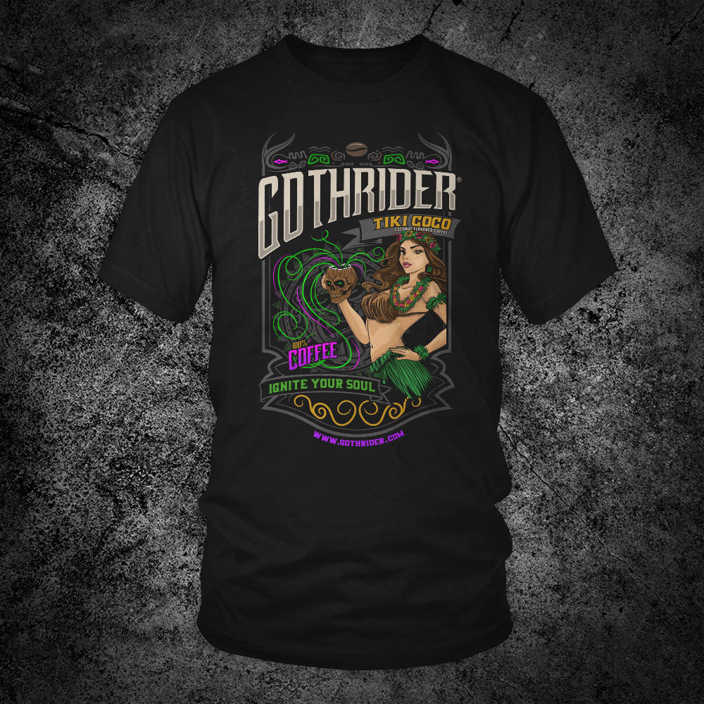 GothRider Tiki Coco Coffee Unisex T-Shirt - GothRider Brand